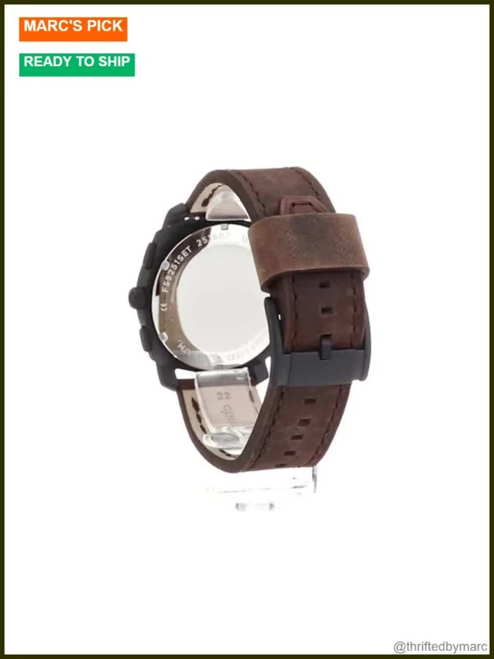 Stainless Steel Chronograph Watch with Genuine Leather Band